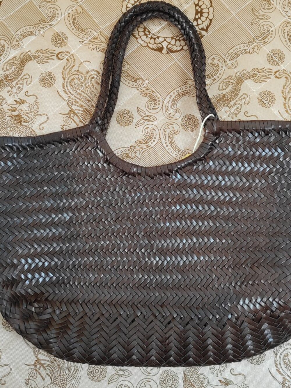 DRAGON DIFFUSION Nantucket large woven leather tote — Dark brown - Picture 3 of 13